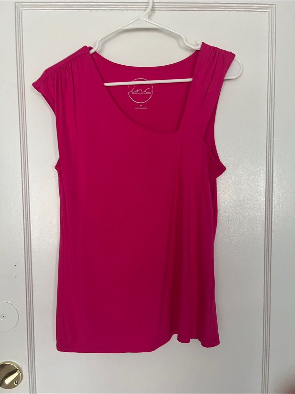 INC International Concepts Hot Pink Asymmetric Sleeve Tank Top